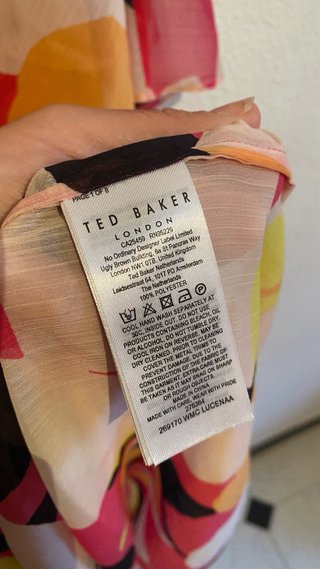 Vestido Ted Baker Seda Natural Estampado Floral Ta