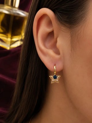 Pendientes Estrella  Color Oro y Azul