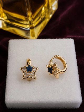 Pendientes Estrella  Color Oro y Azul