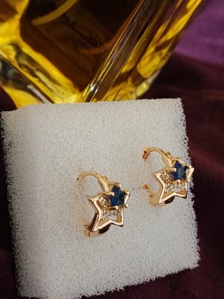 Pendientes Estrella  Color Oro y Azul