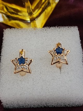 Pendientes Estrella  Color Oro y Azul
