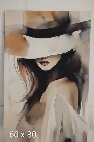 Stampa su tela donna con cappello 60x80