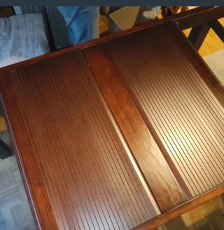Mesa comedor madera y cristal
