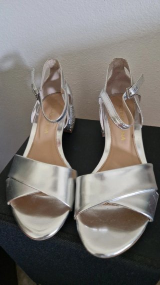Sandali argento con glitter