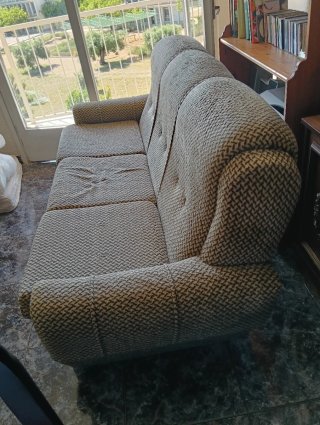Divano a 3 Posti Marrone/Beige