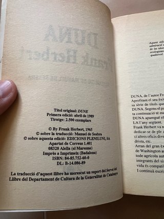 Duna (Catalan) Frank Herbert Primera edición