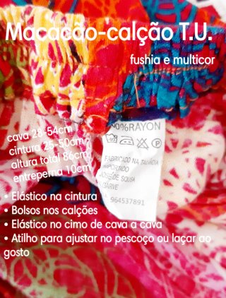 Macacão-calção cai-cai T.U. fuschia multicor