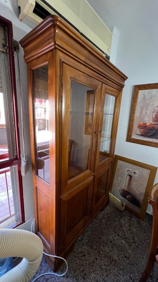 Vetrina vintage in legno e vetro
