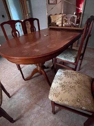 LEO OFERTAS Mesa de salón de madera con sillas