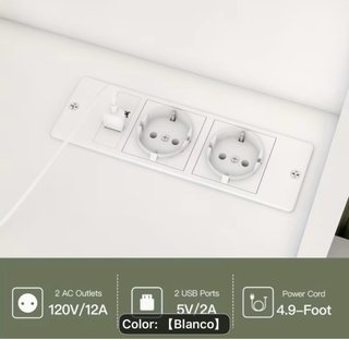 Tocador blanco con espejo LED y cómoda