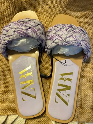 Sandalias Zara Talla 39 Trenzada Morado