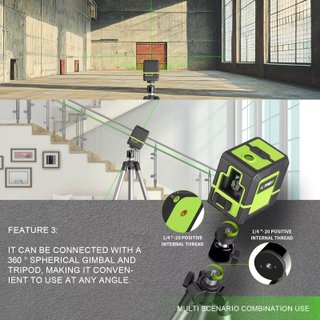 Nivel laser verde 2 lineas 360