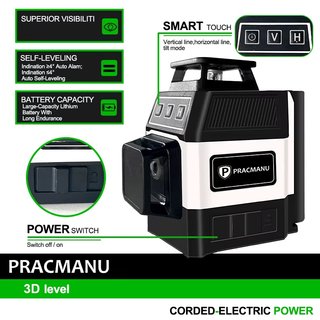 Nivel laser verde 3D 12 lineas 360