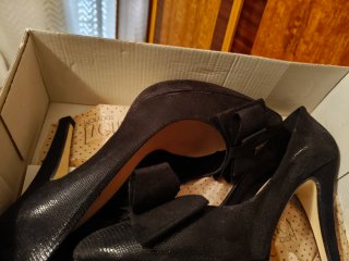 Zapatos tacón negros lazo talla 39