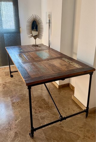 WESTING Mesa comedor madera/hierro 6/8 comensales.