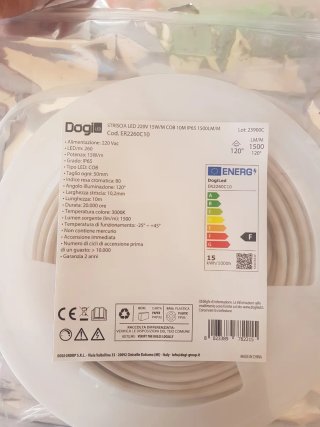 Striscia LED 220V 15W/m COB 10m IP65