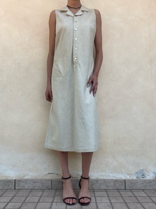 Abito vintage misto lino beige - nuovo