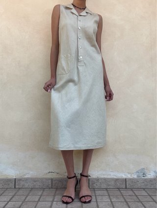 Abito vintage misto lino beige - nuovo
