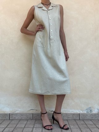 Abito vintage misto lino beige - nuovo