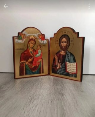 Díptico Icono Virgen y Jesús