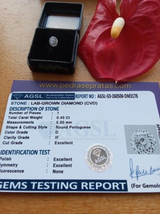 Diamante CVD Certificado 5mm Lapidação Portuguesa