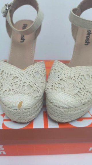 Sandalias cuña esparto Refresh beige