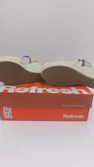 Sandalias cuña esparto Refresh beige
