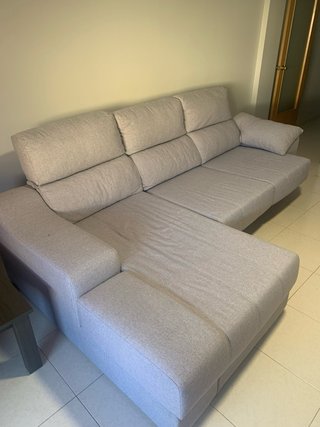 Divano Chaise Longue 3 Posti Grigio Bluastro