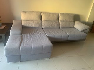 Divano Chaise Longue 3 Posti Grigio Bluastro