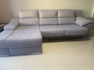 Divano Chaise Longue 3 Posti Grigio Bluastro