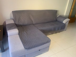 Divano Chaise Longue 3 Posti Grigio Bluastro