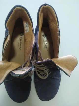 Botines Pie Santo Piel Nobuk Azul Talla 38