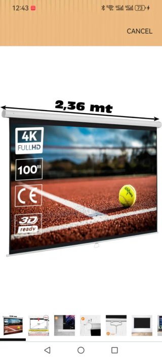 Pantalla Proyector 100” 4K Full HD
