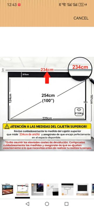 Pantalla Proyector 100” 4K Full HD