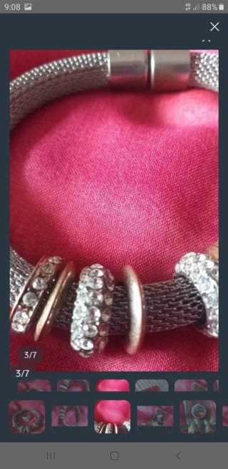 Pulsera y anillo plateados bisutería