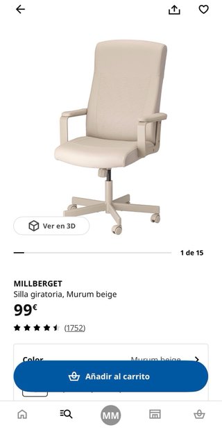 Silla de oficina IKEA polipiel blanca