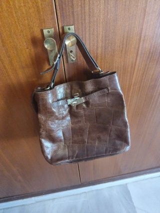Bolso vintage piel marrón cocodrilo