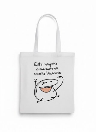 Bolsa de tela blanca con dibujo