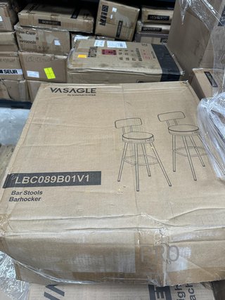 Set di 2 sgabelli da bar VASAGLE EKHO, sedie girevoli con schienale, in similpelle con cuciture, stile moderno, altezza 65 cm, per cucina, nero