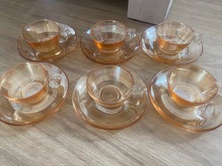 6 Tazas de Café con Platillos de Cristal
