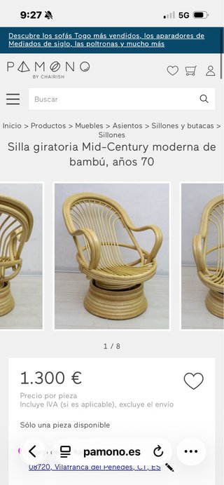 Silla Mecedora giratoria de bambú multicolor