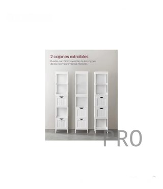 Mueble de Baño, Armario Independiente, Cómoda de 2 Cajones