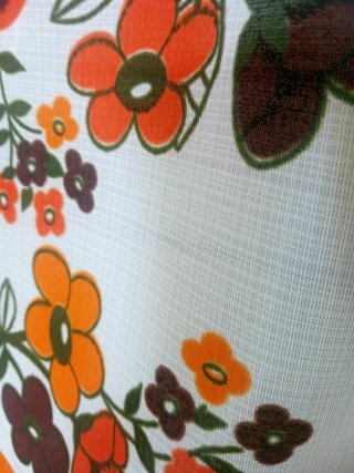 Tessuto vintage anni 70 fiori marroni arancio