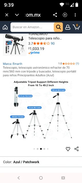 Telescopio astronómico azul