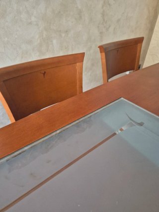 Mesa Comedor Madera y Cristal + 6 Sillas