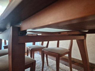 Mesa Comedor Madera y Cristal + 6 Sillas