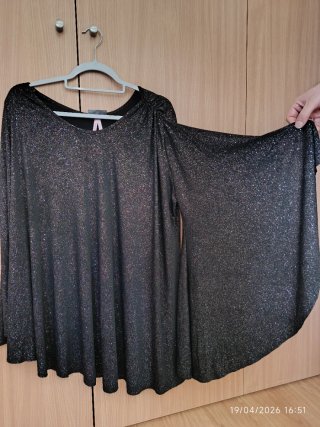 Vestido negro brillante efecto glitter