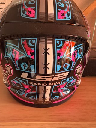 Casco Moto LS2 talla niñ@ Negro y Rosa