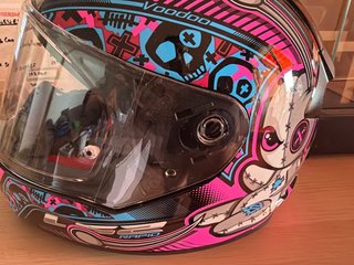 Casco Moto LS2 talla niñ@ Negro y Rosa