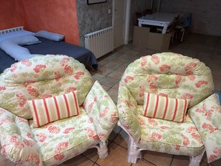 2 poltrone in vimini laccato bianco